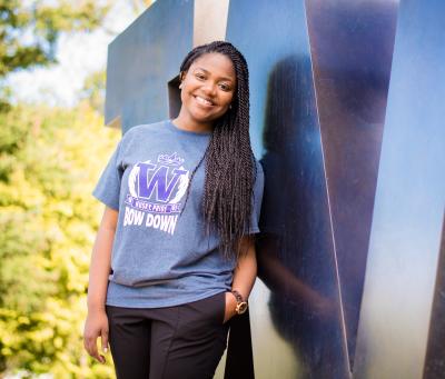Student with UW gear